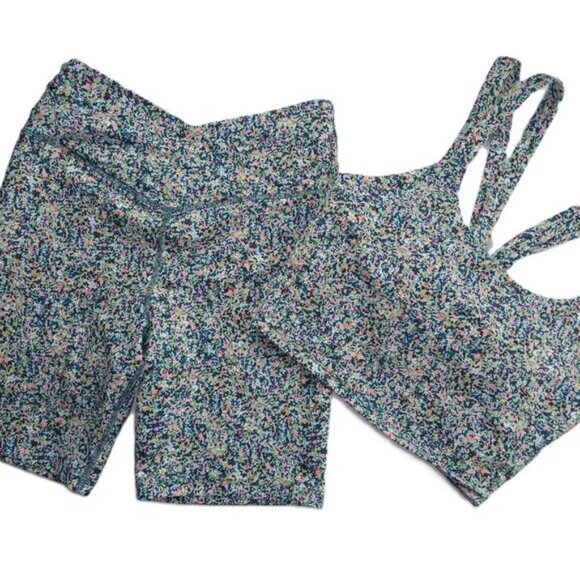 SAGE Collective 2 Piece workout Bralette & Shorts Set Floral XS - Picture 2 of 7